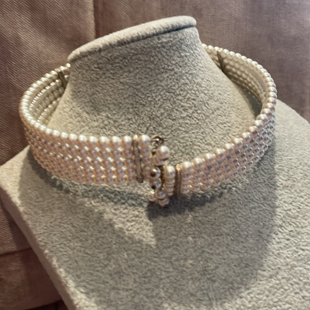 Pearl Cuff Necklace 5 Layers 14-16”